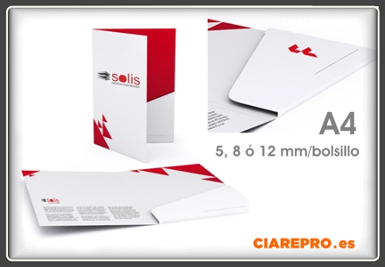 carpeta comercial con bolsillo pegado y ranura tv